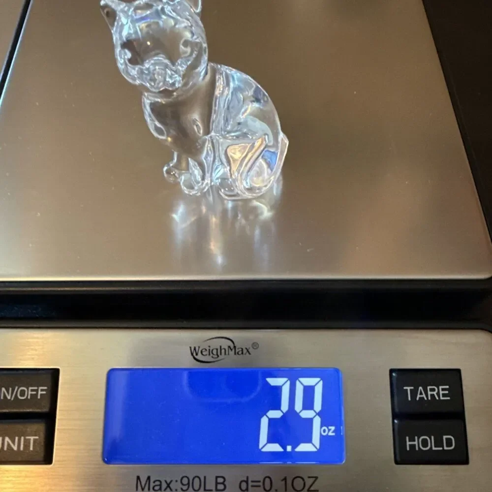 Vintage Lenox Crystal Glass Seated Cat Figurine Paper Weight Made Czech Republic